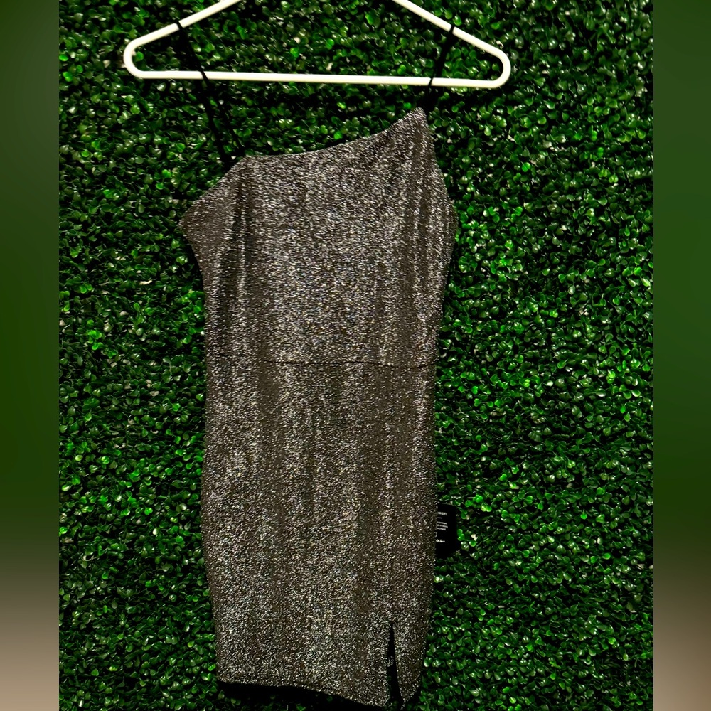 LULU'S Take Me Anywhere Silver Sparkly Asymmetrical Bodycon Mini Dress - Picture 5 of 15